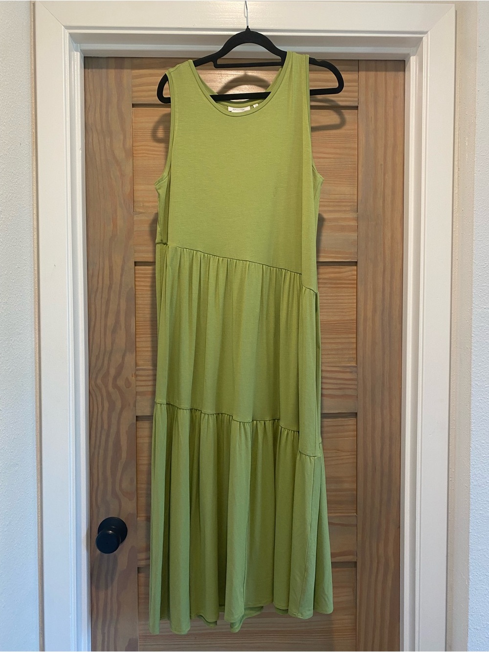Chico's Lime Green Sleeveless Tiered Maxi Dress